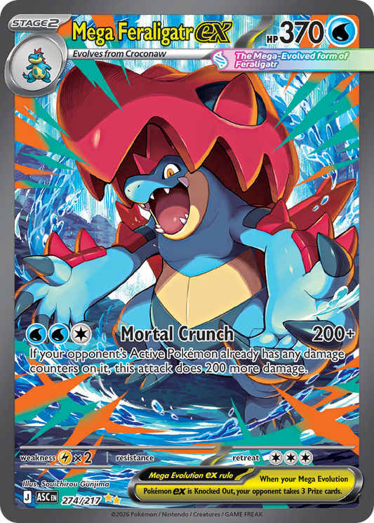 Mega Feraligatr ex kaart uit Pokémon Ascended Heroes